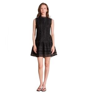 Anthropologie Black Lace Sleeveless Mini Dress